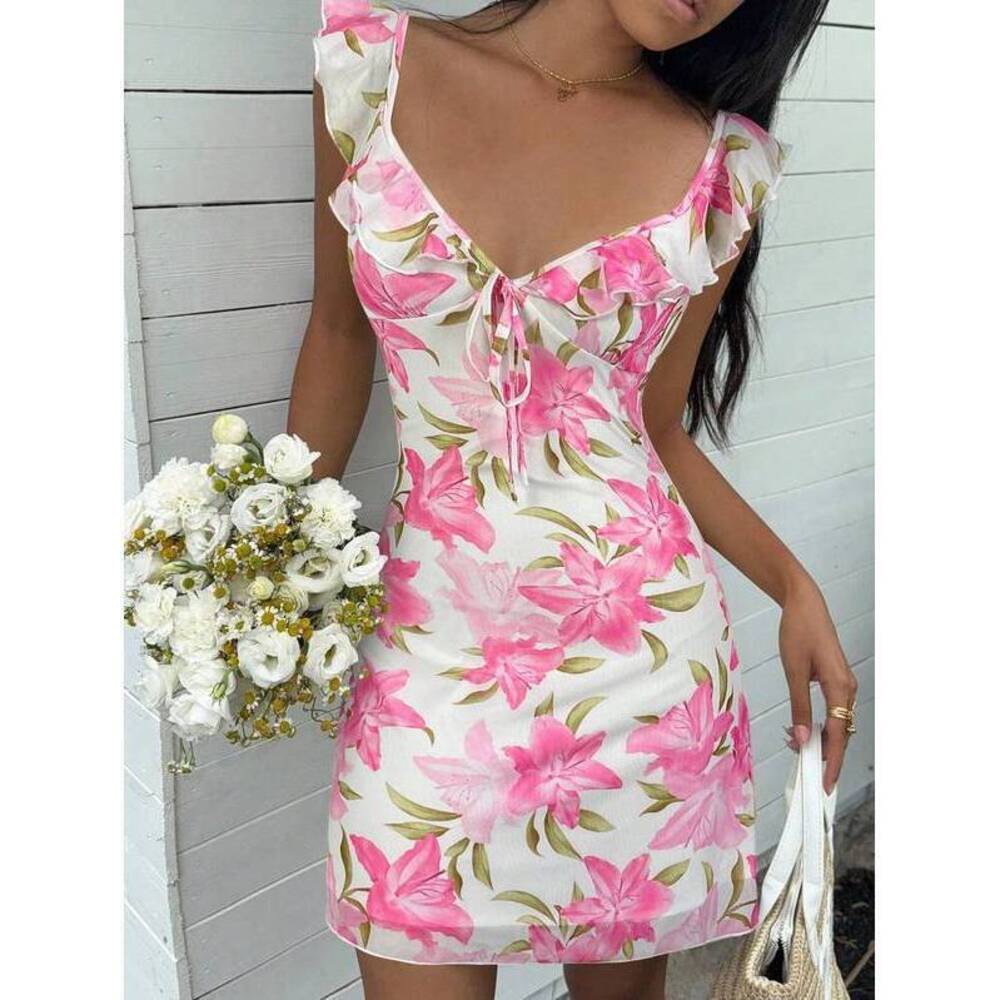 EZwear Pink Floral Mini Dress, /